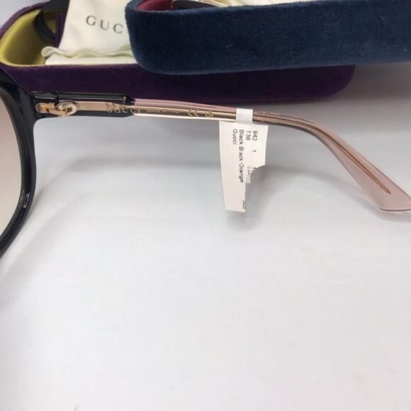 Auth GUCCI Square Sunglasses GG0489SA 003 Black Gold Interlocking GG Pink - Picture 8 of 9